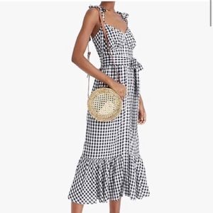 JCrew Gingham Button-Front Midi Dress